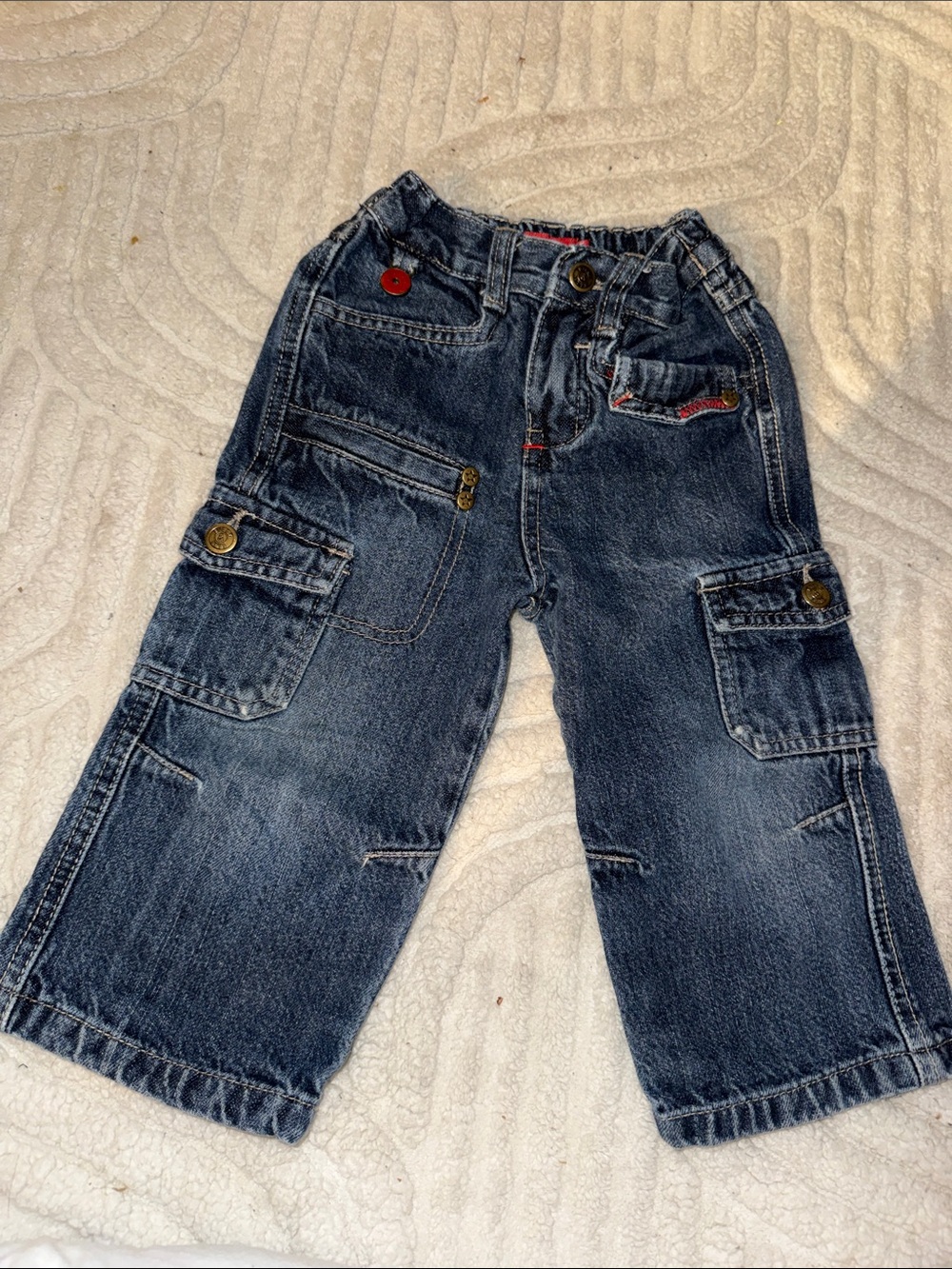24m Billy & Elli Boys Dark Wash Denim Cargo Jeans- Blue